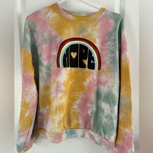 Pastel Tie Dye "Hope" Rainbow Sweatshirt by "I Am My Story" brand Size Medium